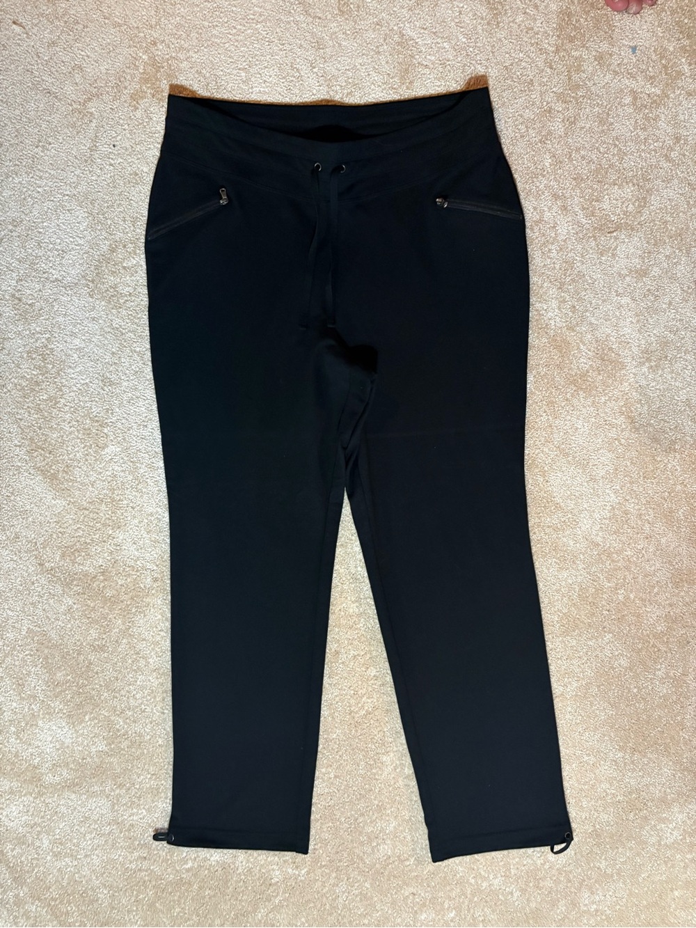 FLX Black Slim Pull-On Pants / Capri with Zip Pockets Size 2X Short